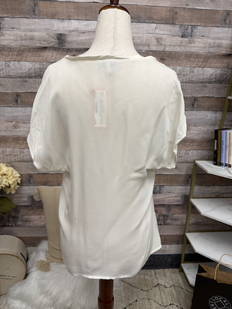 Joie Cream Silk V-Neck Flutter Sleeve Blouse
