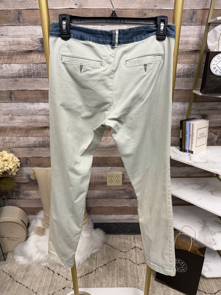 Anthropologie Mint Green Chino Pant W/ Lace Detail