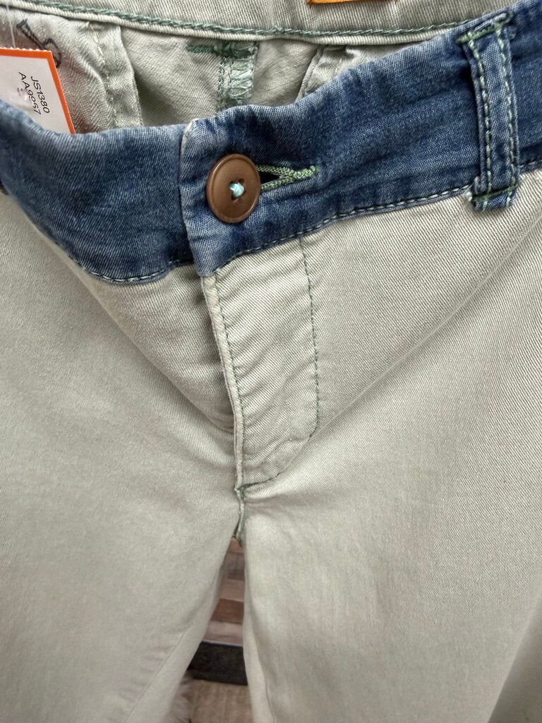 Anthropologie Mint Green Chino Pant W/ Lace Detail