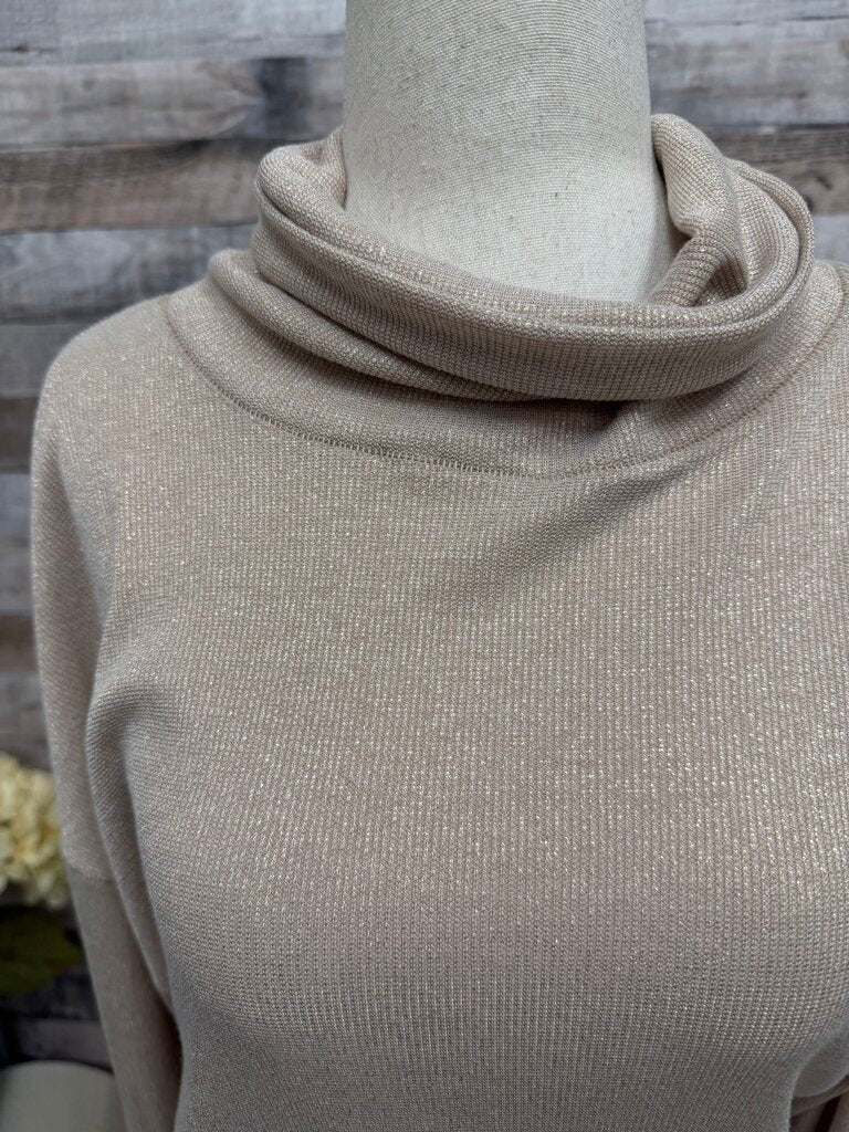 Free People Gold Sparkle Glam Turtleneck