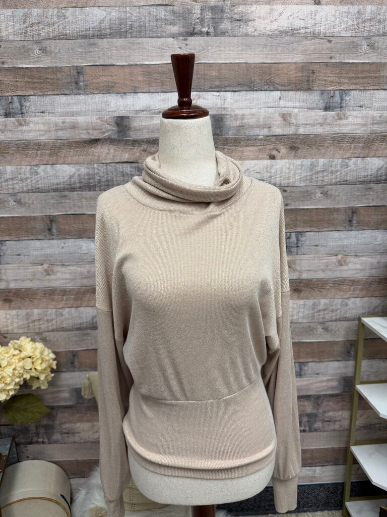 Free People Gold Sparkle Glam Turtleneck