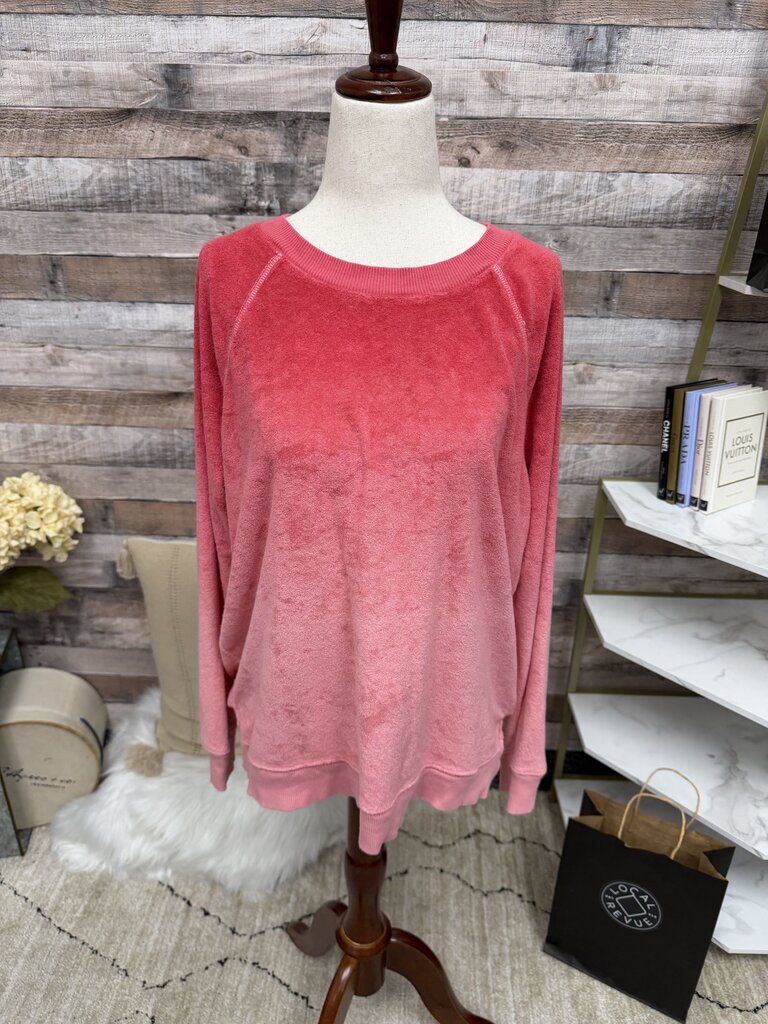American Eagle Pink Ombre Terry Long Sleeve Pullover