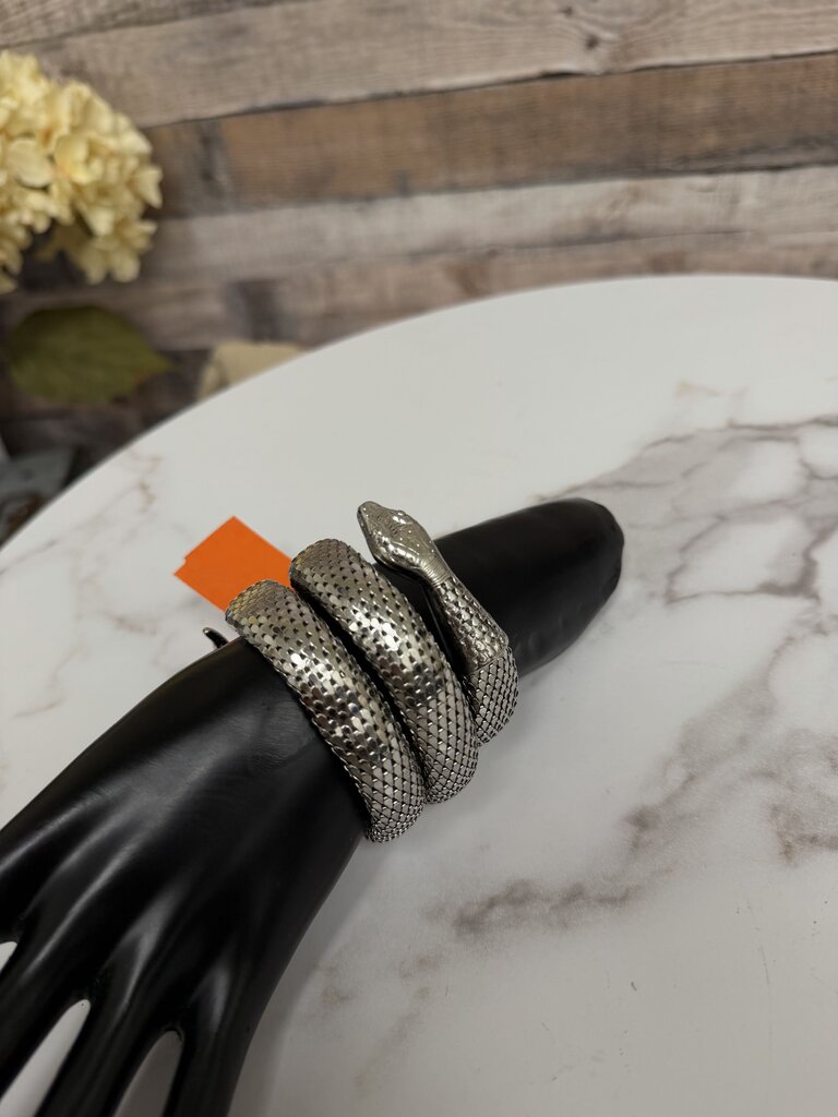 Silver Tone Mesh Snake Wrap Bracelet