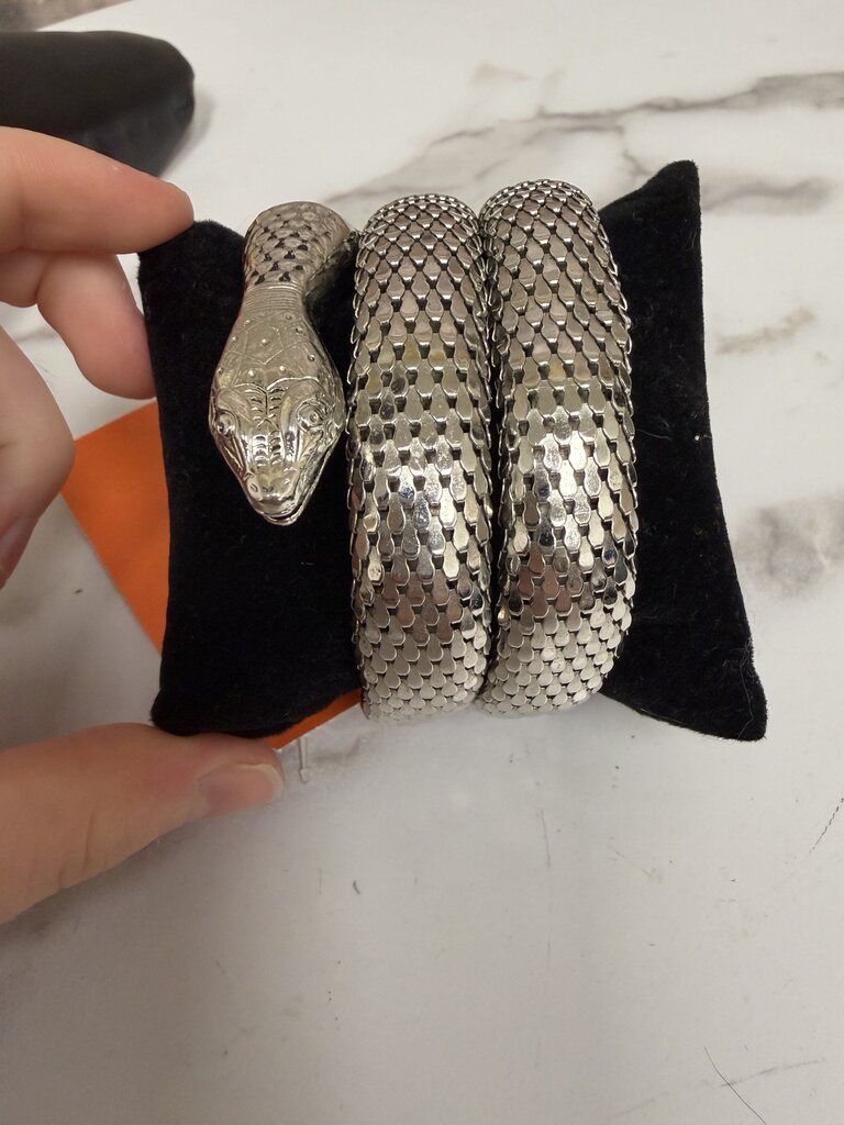 Silver Tone Mesh Snake Wrap Bracelet