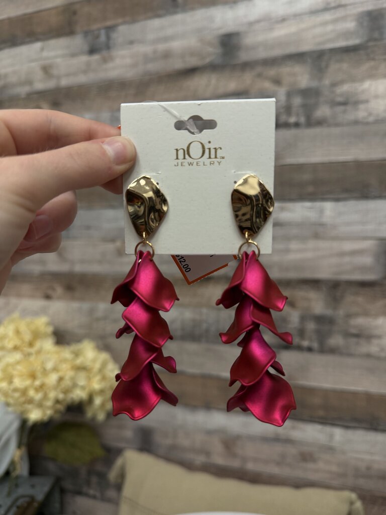 Noir Jewelry Pink Petal Design Drop Earring Noir Jewelry Pink OS women ACCESSORIES