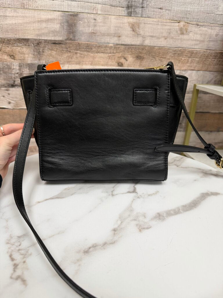 Michael Kors Black Leather w/Gold Locket Detail