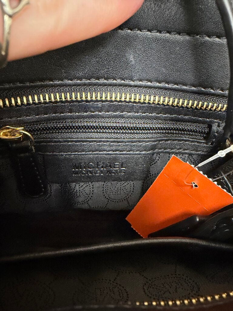 Michael Kors Black Leather w/Gold Locket Detail
