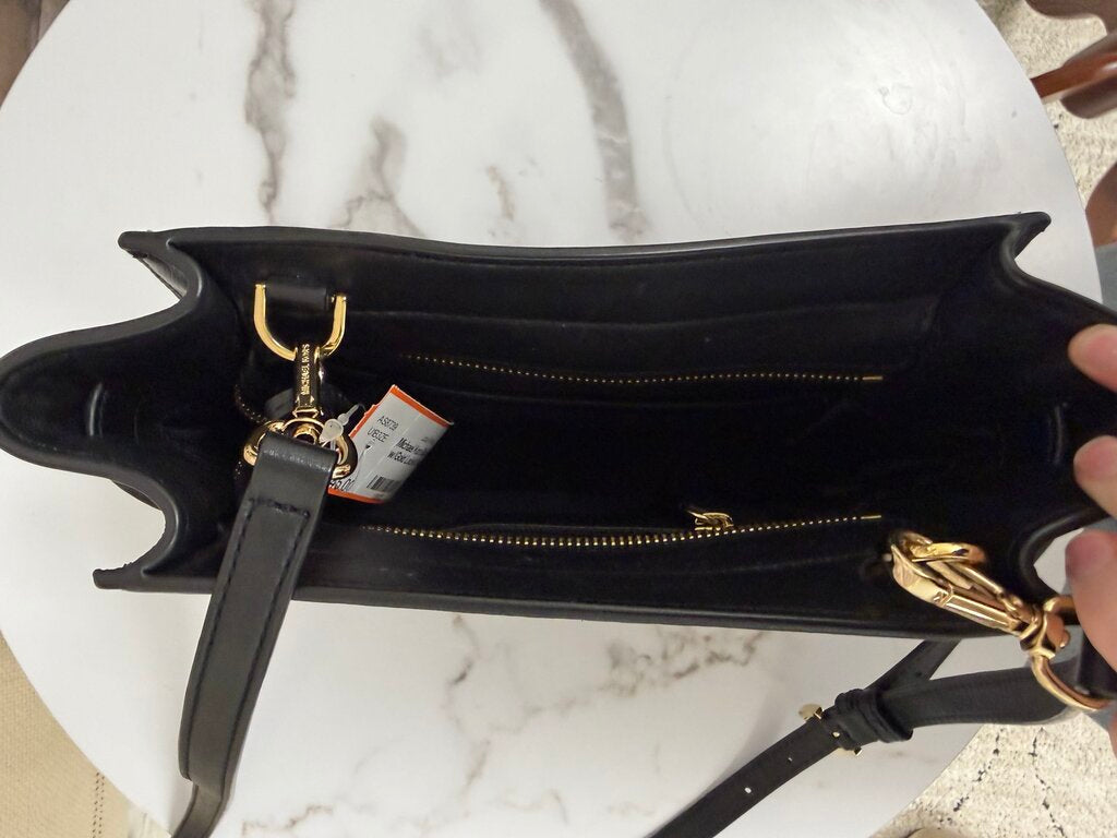 Michael Kors Black Leather w/Gold Locket Detail