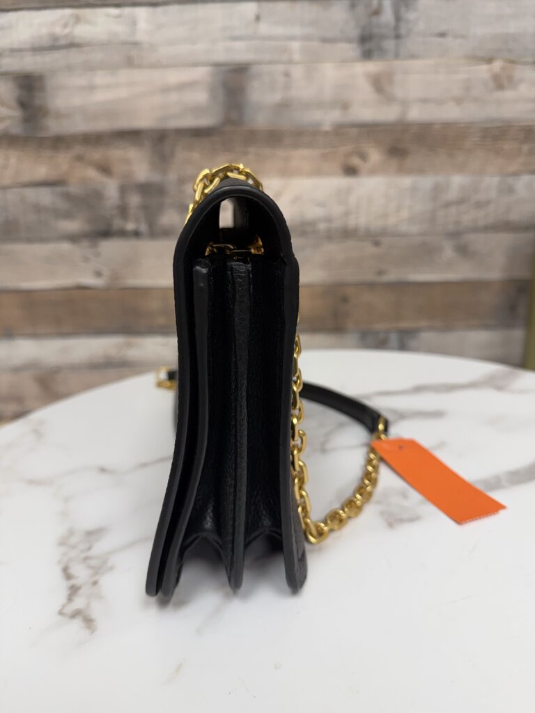 Tory Burch Black Pebbled Leather w/Gold Chain Shoulder Bag