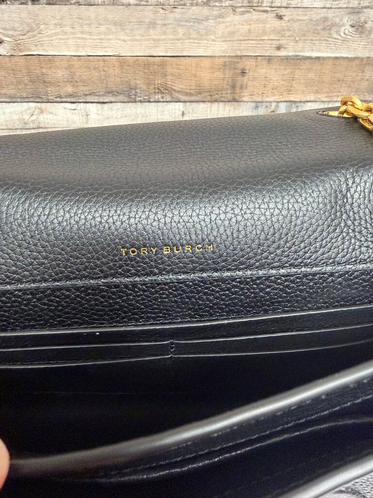 Tory Burch Black Pebbled Leather w/Gold Chain Shoulder Bag