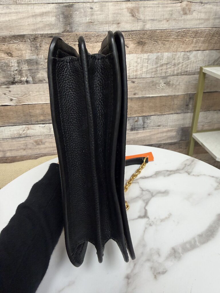 Tory Burch Black Pebbled Leather w/Gold Chain Shoulder Bag