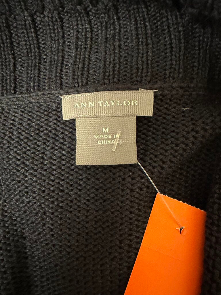 Ann Taylor Black Two Button W/ Decorative Neckline Sweater