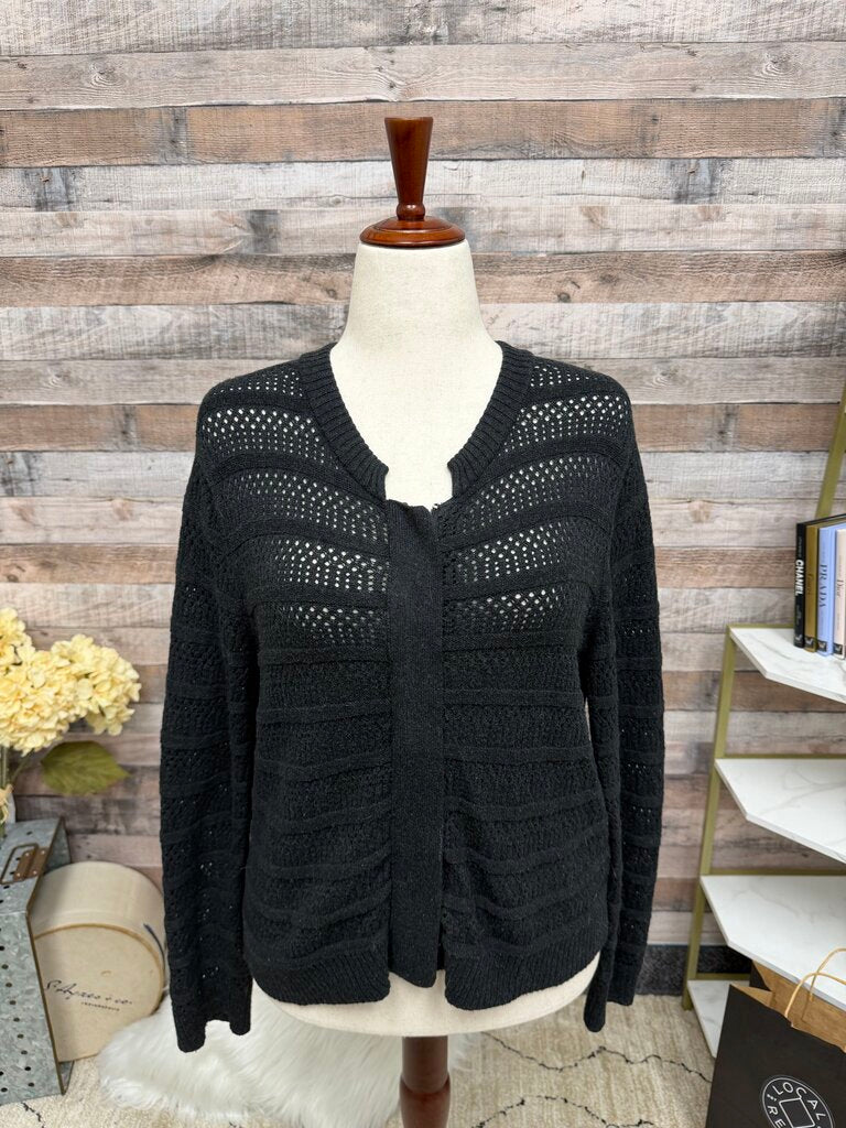 Overland Black Zip Up Cardigan Sweater