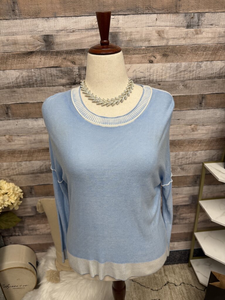 Mersea Baby Blue Long Sleeve Crewneck W/ Contrast Trim