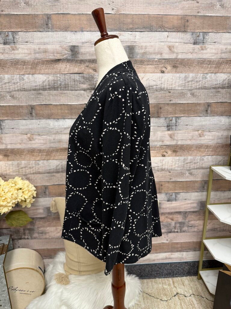 Habitat Black W/ Cream Circles Open Front Jacket