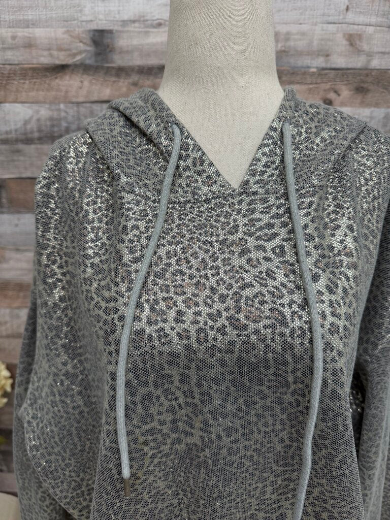 Molly Bracken Metallic Leopard Print Cropped Hoodie