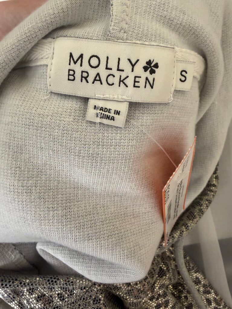 Molly Bracken Metallic Leopard Print Cropped Hoodie