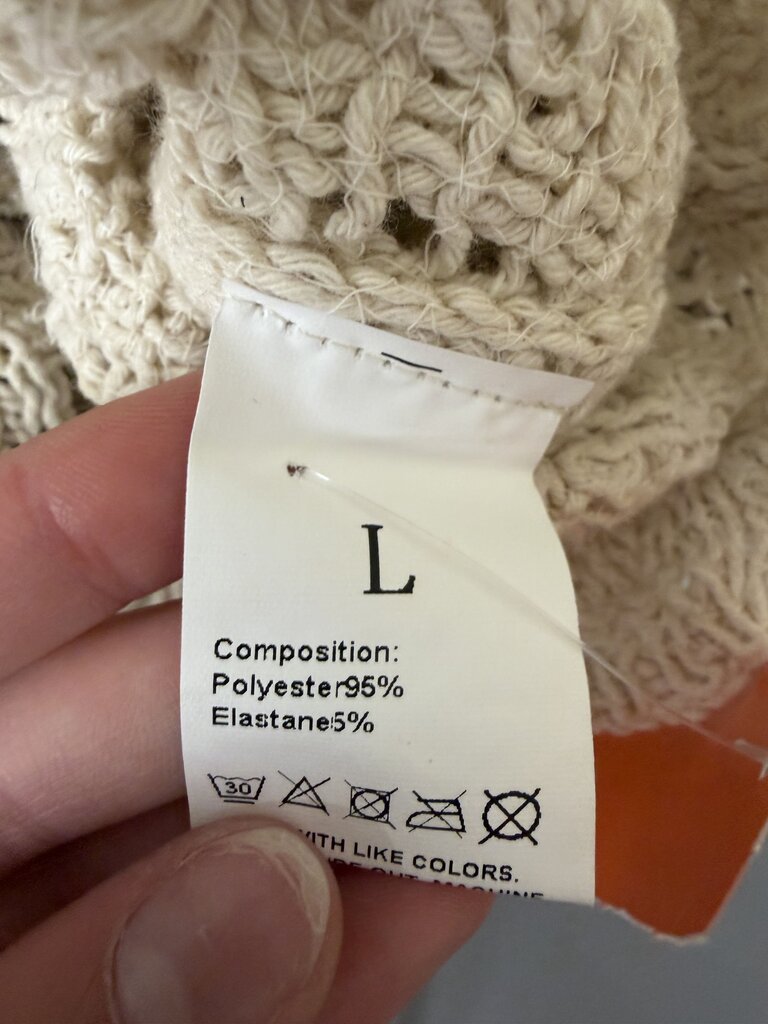 No Label Cream Crochet Button Up Cardigan
