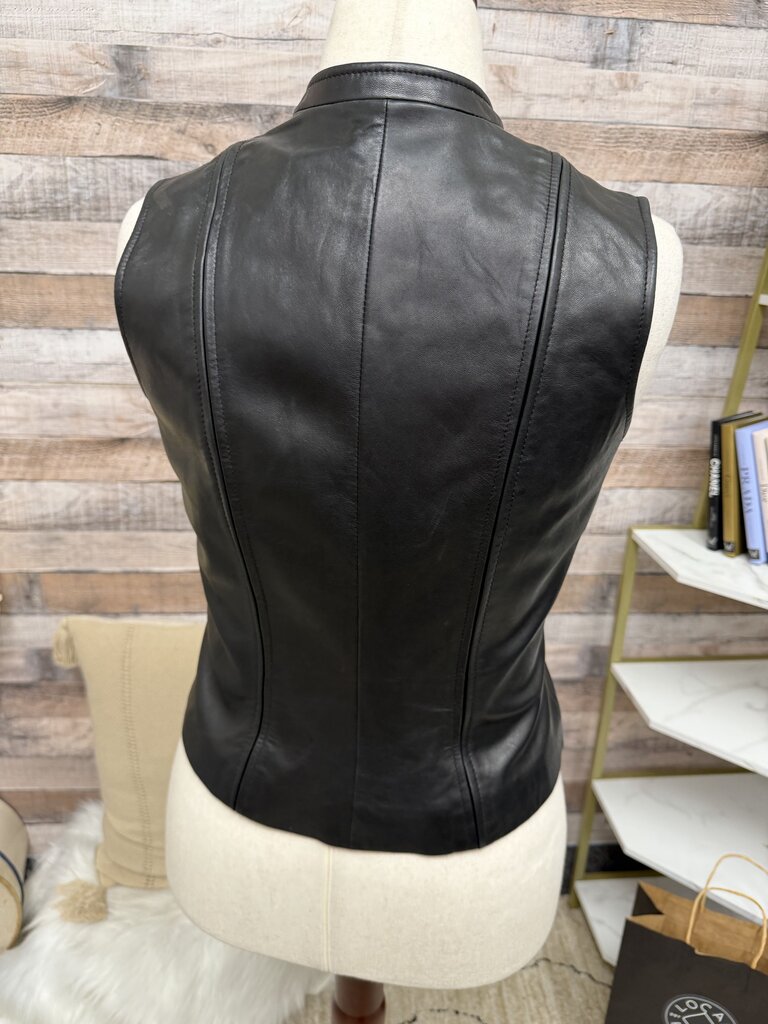 Siena Studio Black Zip Up Leather Vest