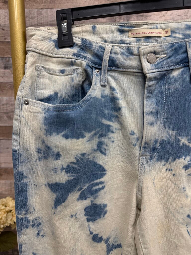 Levis Light Tie-Dye 721 High Rise Skinny Ankle