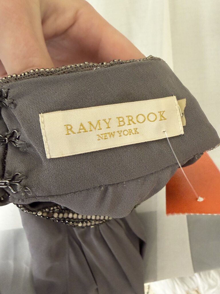 Ramy Brook Gray W/ Embellished Collar Sleeveless Silk Top