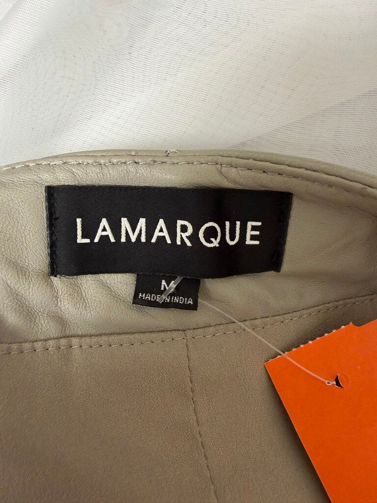 Lamarque Clay Leather Open Front Cropped Jacket