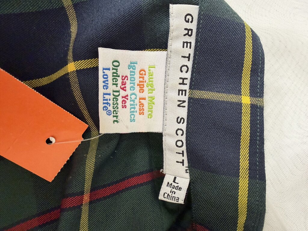 Gretchen Scott Plaid Shirt W/ Ruffle Sleeves