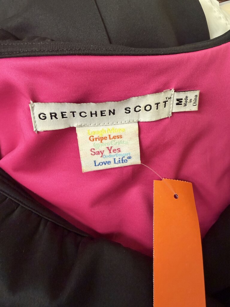 Gretchen Scott Black 3/4 Sleeve Dress W/Collar and Pink Lining Gretchen Scott Black Medium women DRESSES