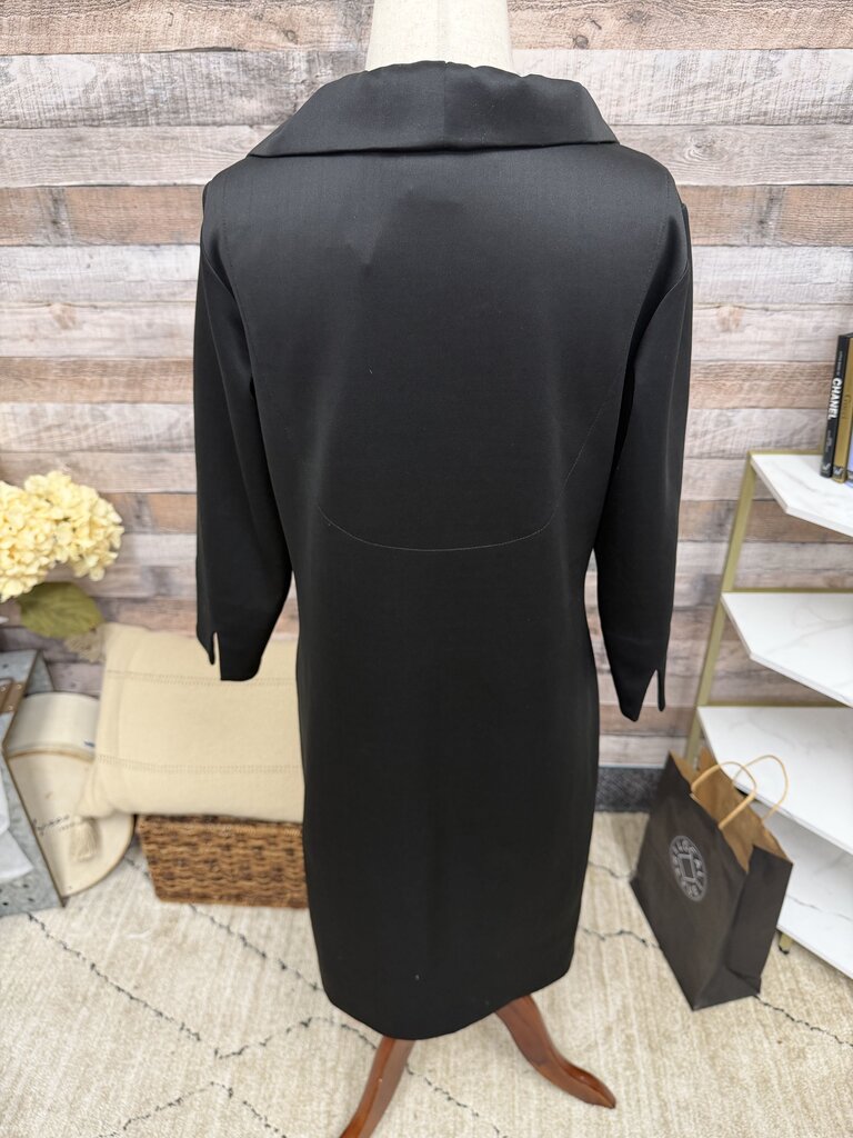 Gretchen Scott Black 3/4 Sleeve Dress W/Collar and Pink Lining Gretchen Scott Black Medium women DRESSES