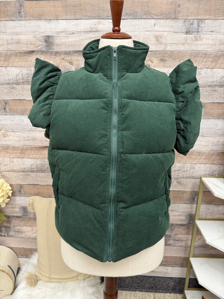 Jodifl Hunter Green Vest W/ Ruffle Detail
