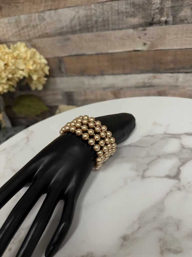 5 Strand Wrapped Champagne Pearl Bracelet