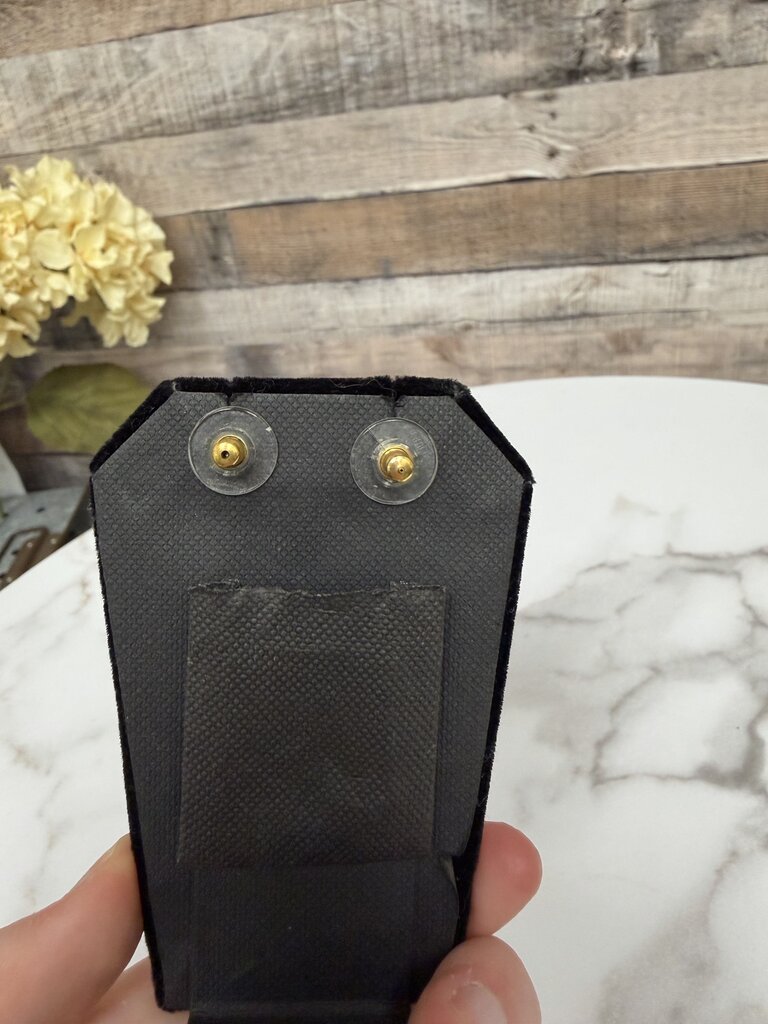 Gold Tone Chandelier Earrings w/ Marquise Cut Leaf Design