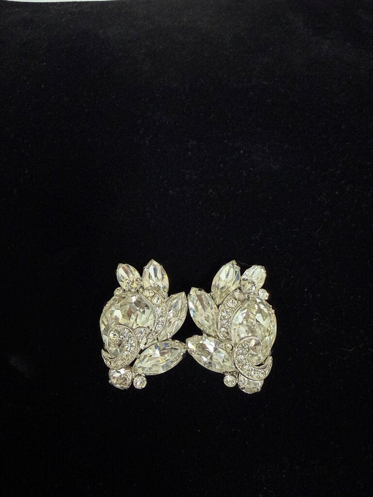 Rhinestone Crystal Bridal Vintage Clip On Earring