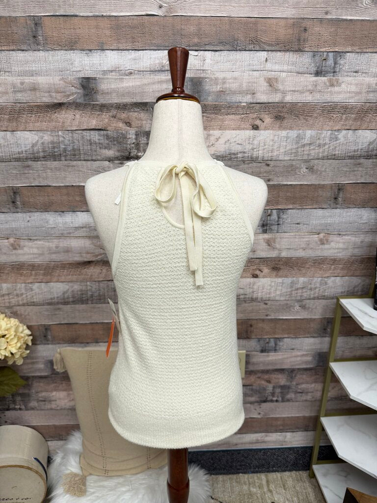 Anthropologie Cream w/ Chevron Design Sleeveless Knit Tank NWT