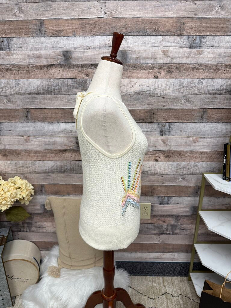 Anthropologie Cream w/ Chevron Design Sleeveless Knit Tank NWT