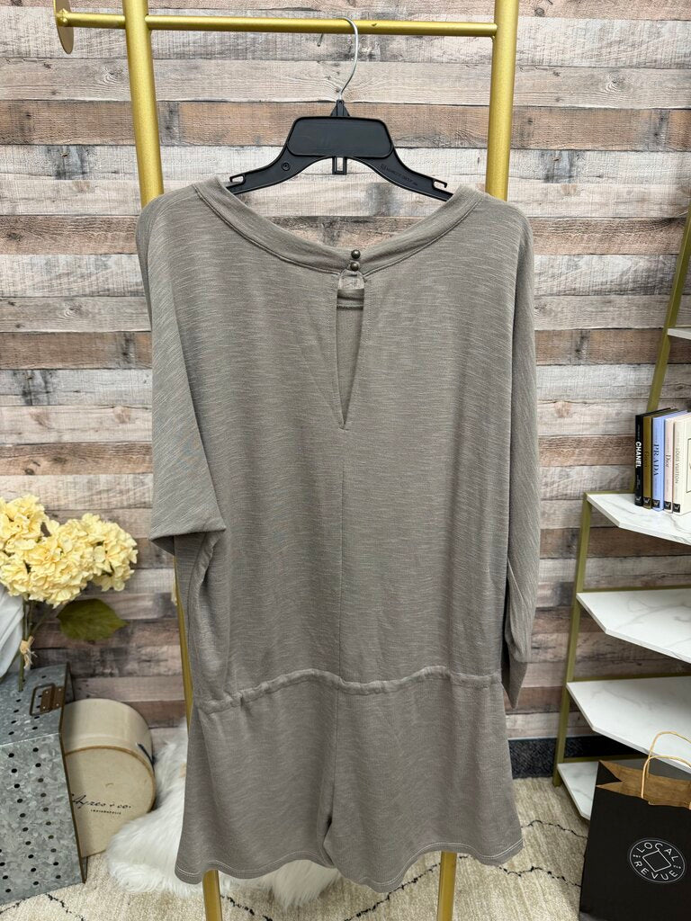Langston Taupe Tie Waist Romper