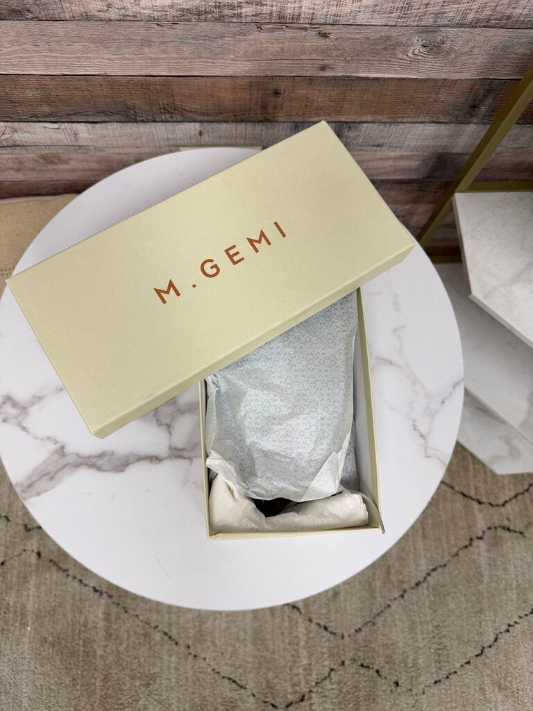 M. Gemi Black Leather Woven Mule