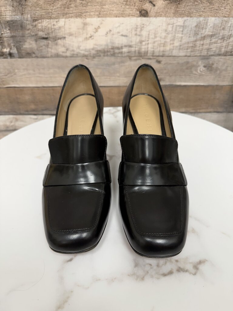 M.Gemi Black Leather Loafer Pump