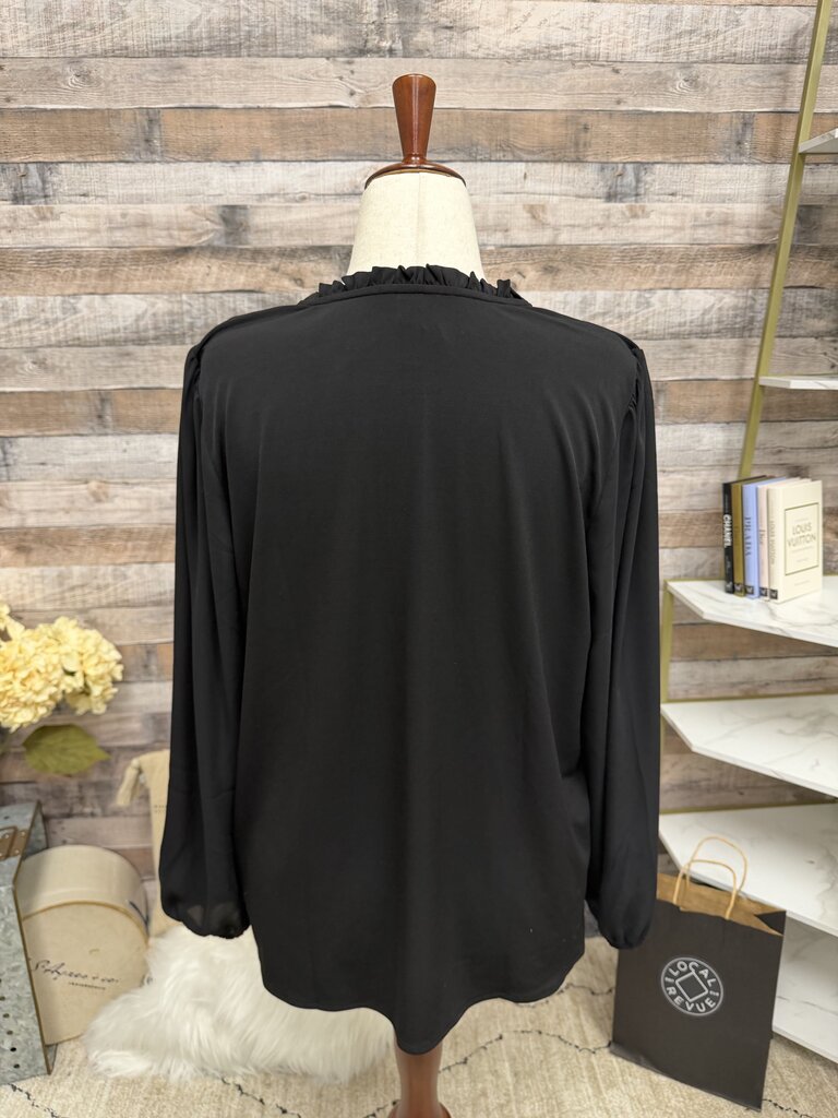 Ann Taylor Black Silk Long Sleeve Button Up Shirt
