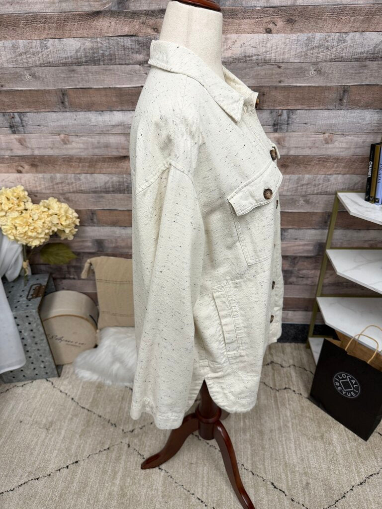 Madewell Cream Shirt Jacket w/ Black Specks