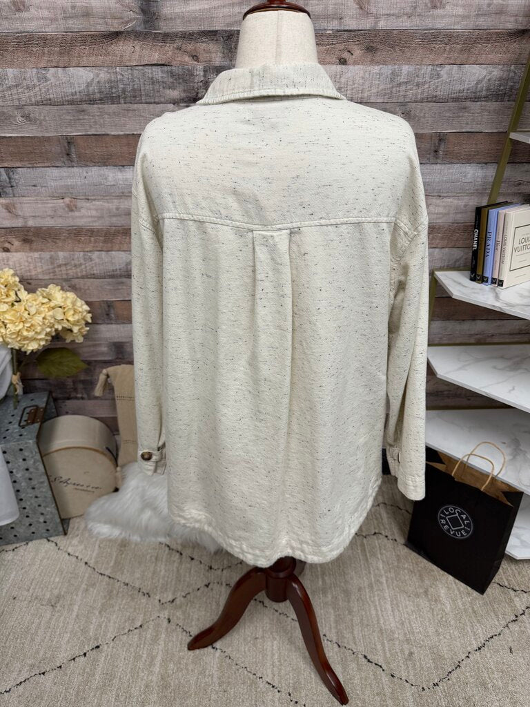 Madewell Cream Shirt Jacket w/ Black Specks