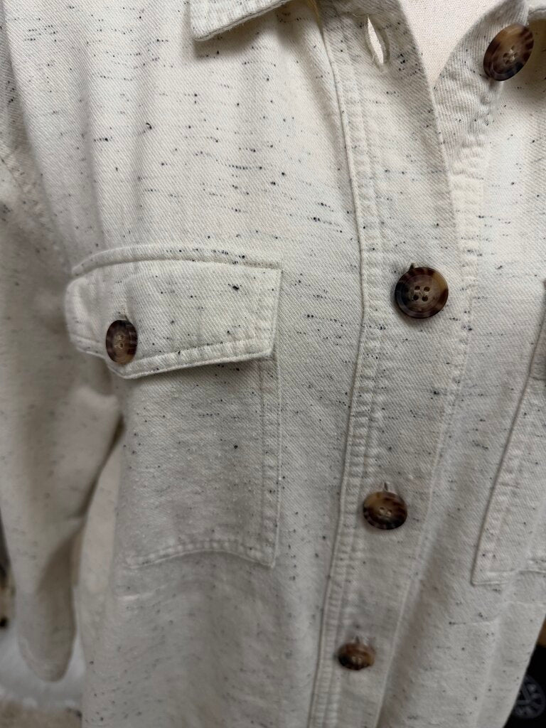 Madewell Cream Shirt Jacket w/ Black Specks