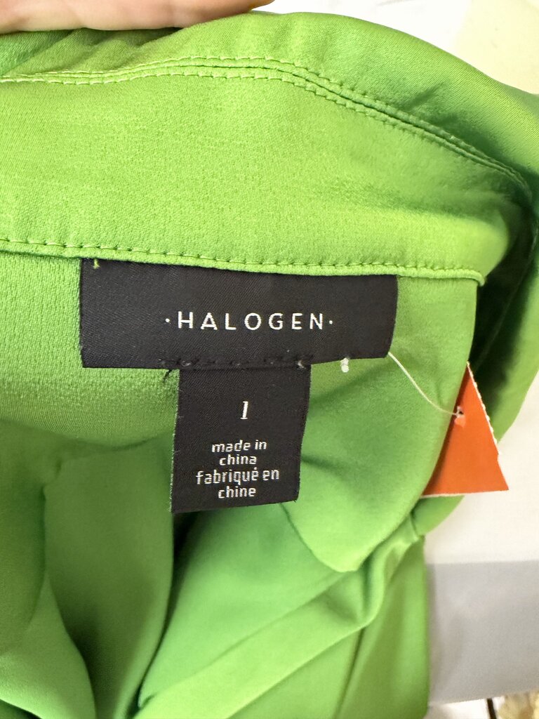 Halogen Green Silk Short Sleeve Blouse