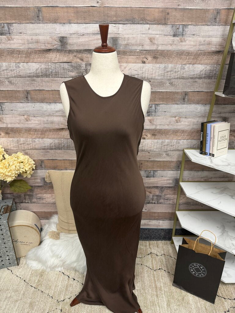 Quince Brown Silk Floor Length Dress