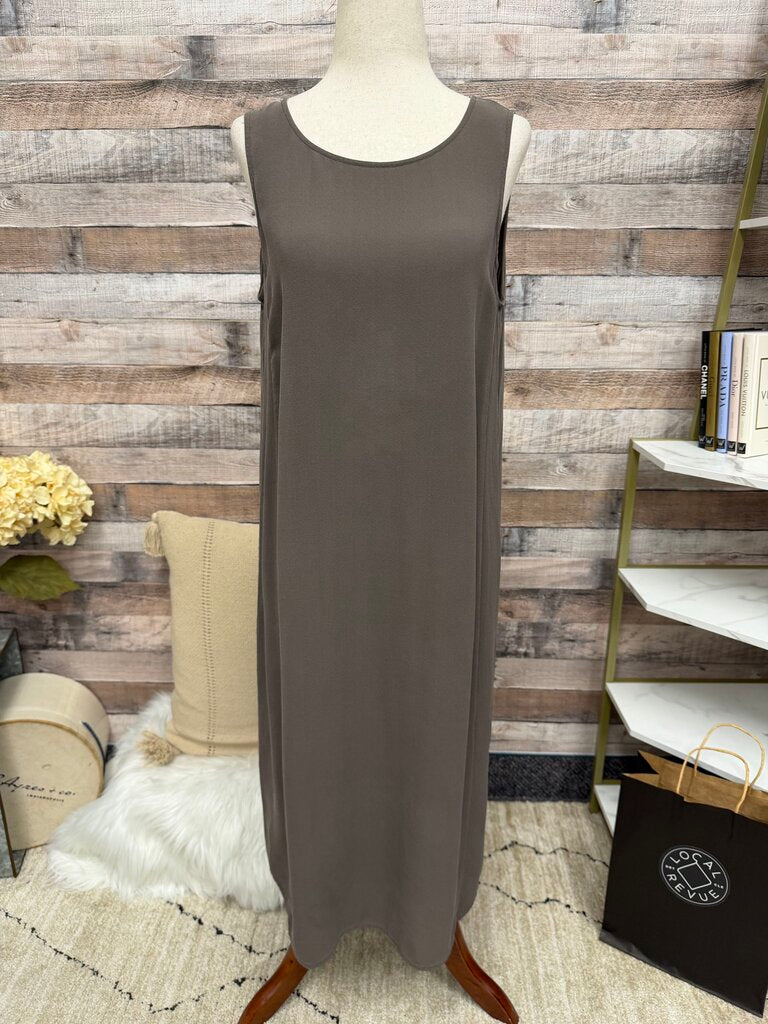 Eileen Fisher Taupe Silk Maxi Dress