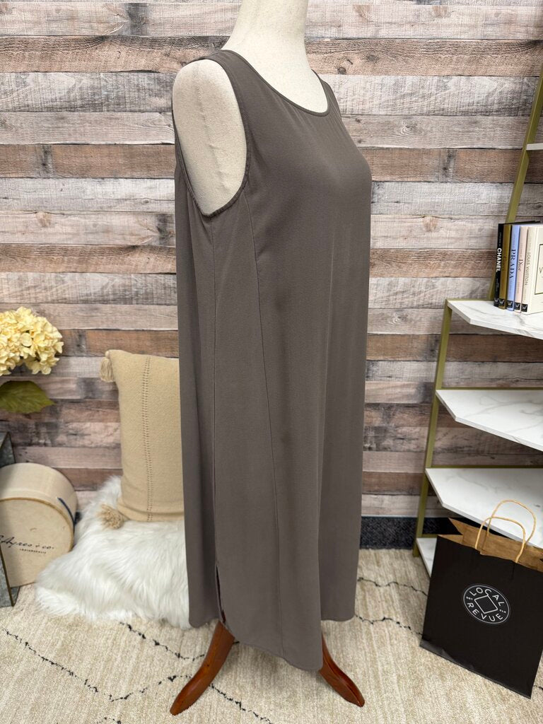 Eileen Fisher Taupe Silk Maxi Dress