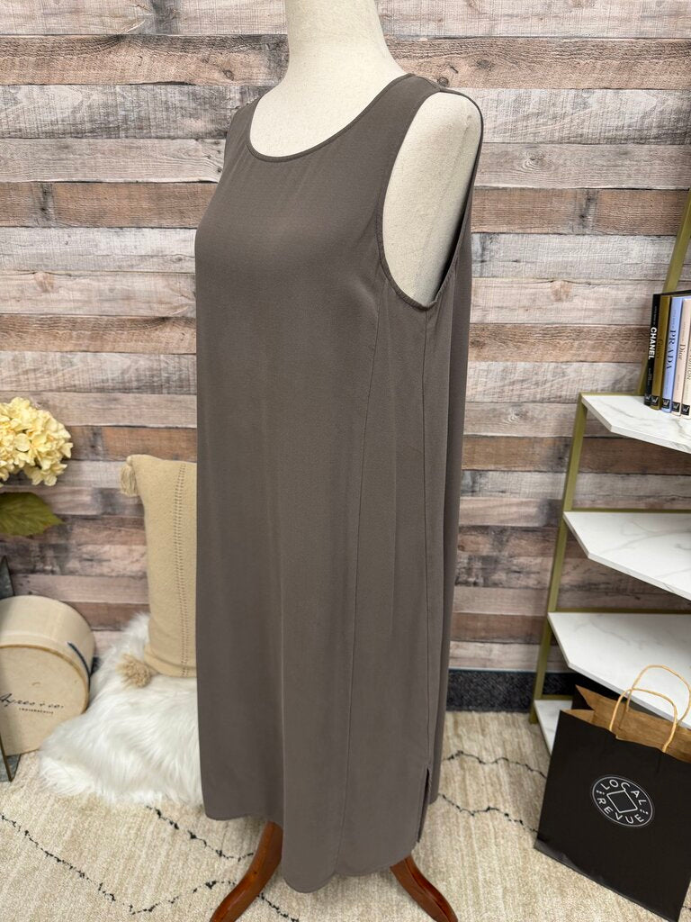 Eileen Fisher Taupe Silk Maxi Dress