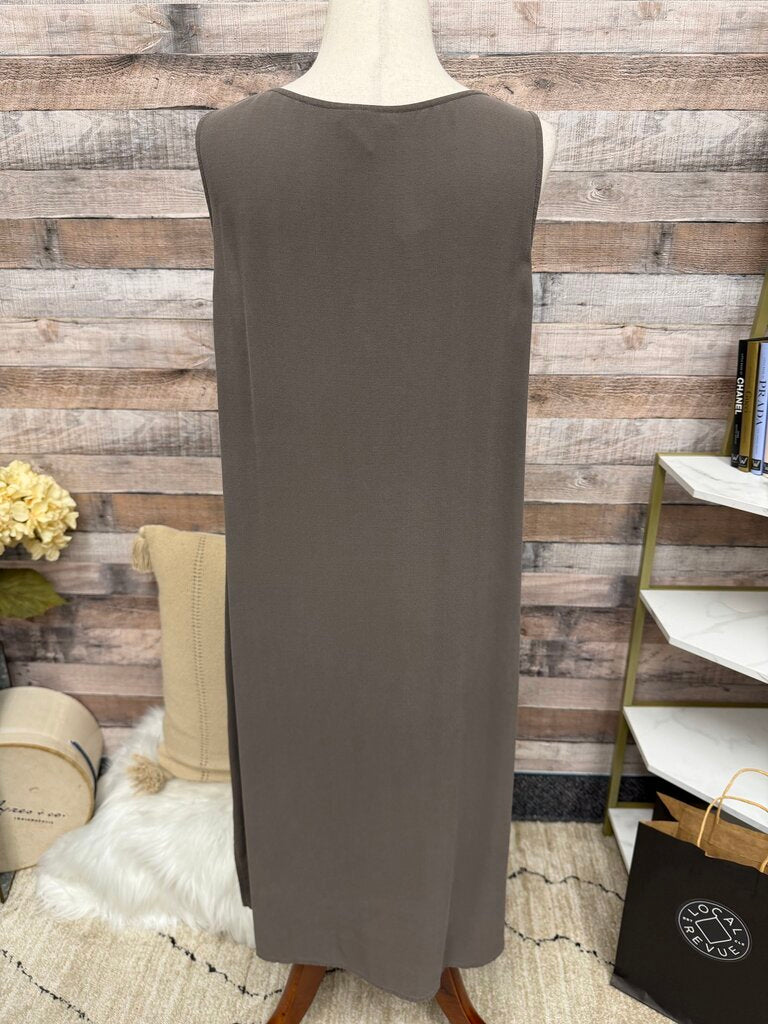 Eileen Fisher Taupe Silk Maxi Dress