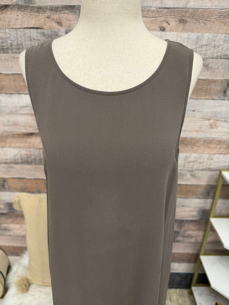 Eileen Fisher Taupe Silk Maxi Dress