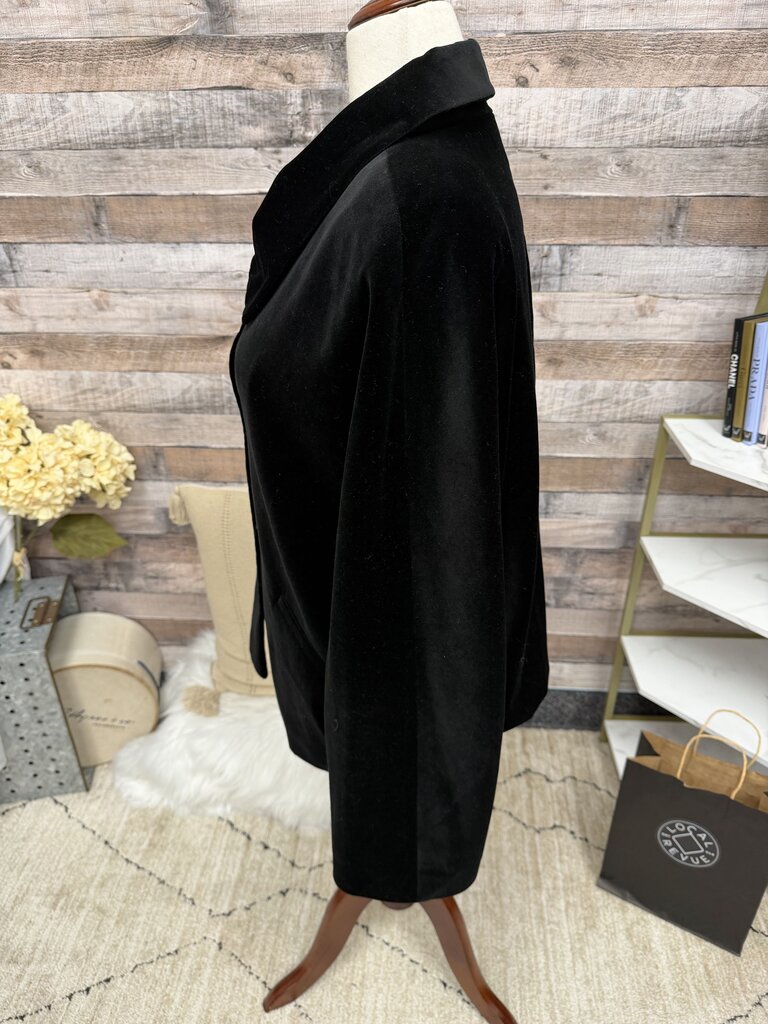 Talbot's Black Velvet Button Up Coat w/ Collar